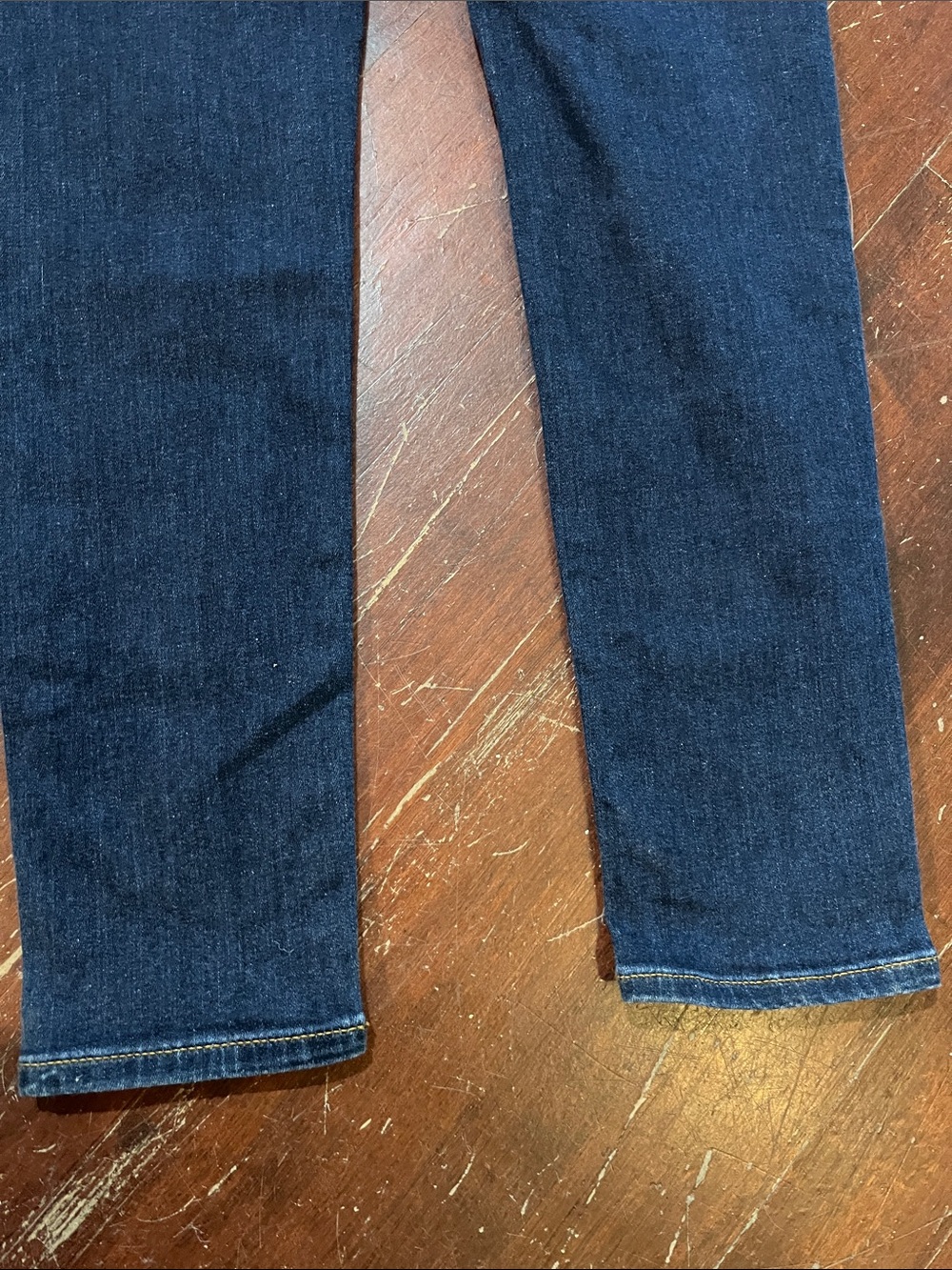 🌻3/$15🌻 LOFT Dark Blue Denim Jeans with Gold Stitching Detail - Picture 8 of 9